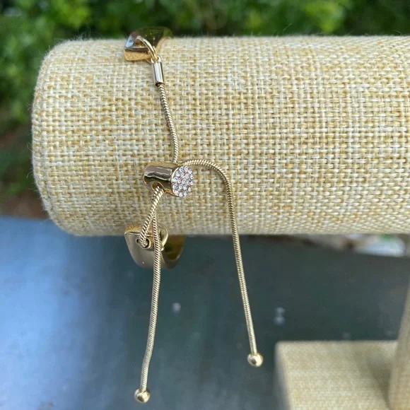 Gold Cuff Bracelet with Microcrystals - Adjustable - Picture 3 of 3